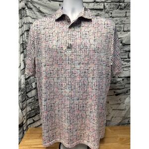 TailorByrd Golf Polo Shirt Mens Large Geometric Moisture Wicking Spf 30